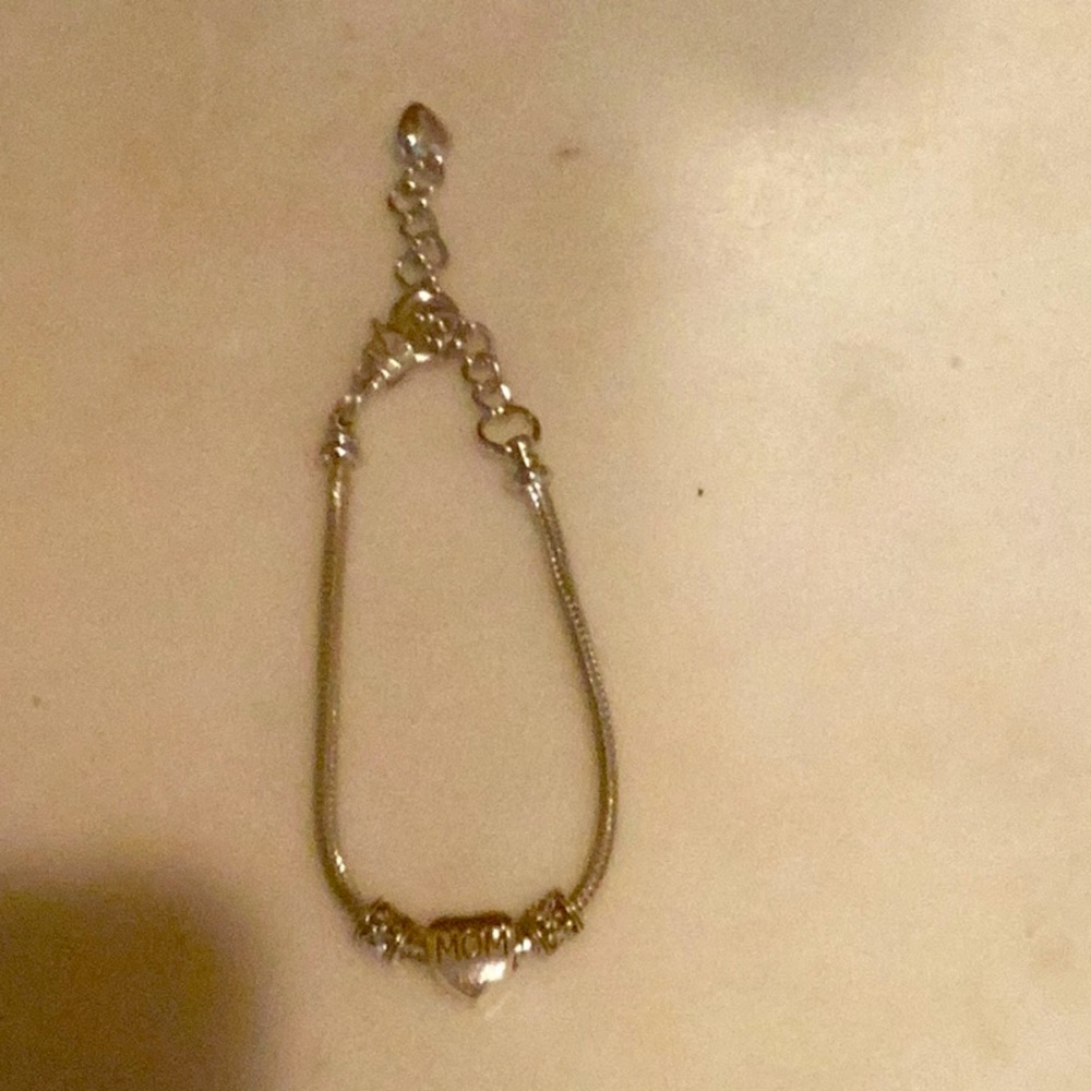 Silver Tone Heart Bracelet for Mom